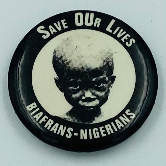 Vintage Biafrans-Nigerians "Save Our Lives" Black & White Pinback Button - Picture 1 of 5